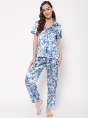 Clovia Women Floral Print Grey Top & Pyjama Set