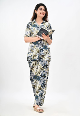 MintMarie Women Floral Print Multicolor Night Suit Set