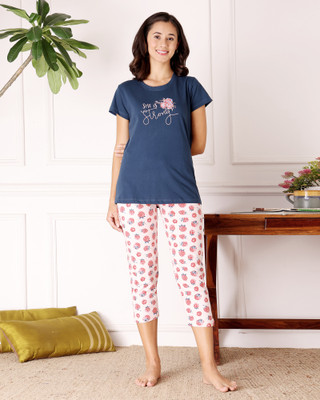BodyCare Women Self Design Multicolor Top & Capri Set