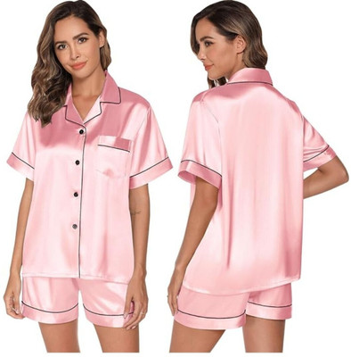 Vd hub Women Solid Pink Night Suit Set