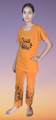 SP FASHION Women Printed Yellow Top & Pyjama Set