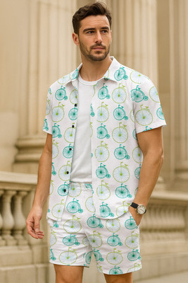 LG FASHION Men Printed Multicolor Top & Shorts Set