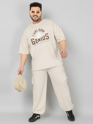 CHKOKKO Men Printed Beige Top & Pyjama Set