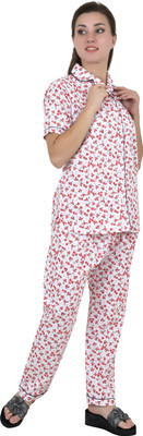 Redglo Women Printed Red Shirt & Pyjama set