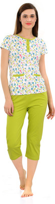 HouseOfCommon Women Printed Multicolor Top & Pyjama Set