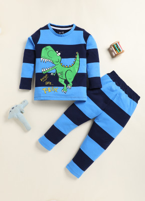 Lazy Shark Boys Printed Blue Night Suit Set