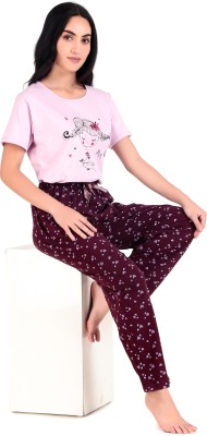 A R TRADERS Girls Printed Pink Top & Shorts Set