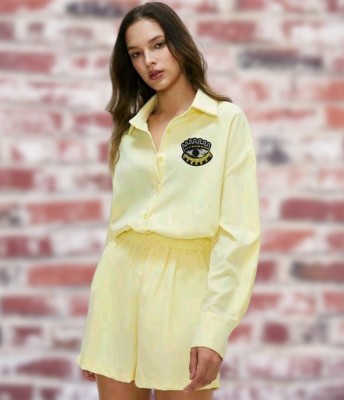 ToTo fashion center Women Solid Yellow Top & Shorts Set