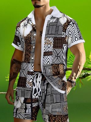 DHAMELIYA ENTERPRISE Men Printed Brown Top & Shorts Set