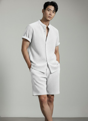 Leriya Fashion Men Solid White Night Suit Set