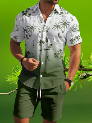 DHAMELIYA ENTERPRISE Men Printed Green Top & Shorts Set