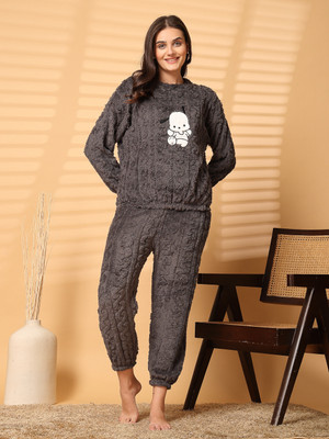 TrendVerse Women Solid Grey Night Suit Set
