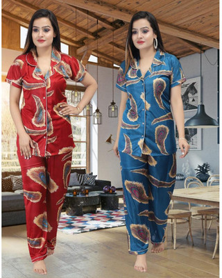 KV2 Women Self Design Multicolor Night Suit Set