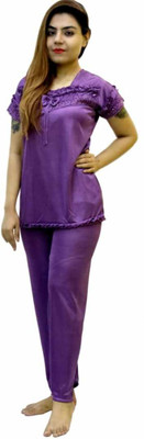 Jumri Doll Women Self Design Purple Night Suit Set