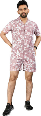 FTX Men Printed Pink Night Suit Set