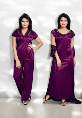 TASN Women Nighty Set(Purple)