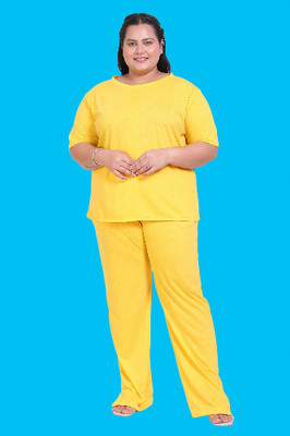 CANIDAE Women Solid Yellow Top & Pyjama Set