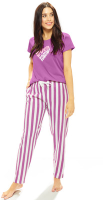 LOTIK Women Printed Pink Top & Pyjama Set