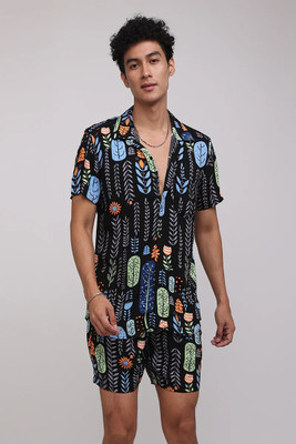 MUMIN Men Printed Multicolor Shirt & Pyjama set