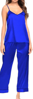 Majese Women Solid Blue Night Suit Set