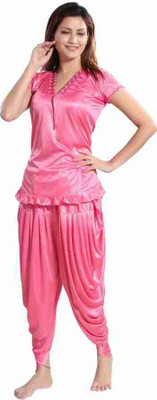 DIVYASTRI FASHION Women Solid Pink Top & Pyjama Set