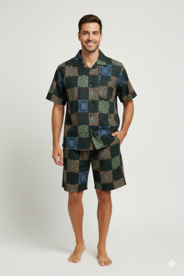 Rockey Men Geometric Print Multicolor Night Suit Set