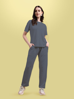 Kashikey creation Women Solid Grey Top & Pyjama Set