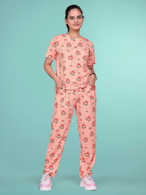 SAKARMAA Women Printed Multicolor Top & Pyjama Set
