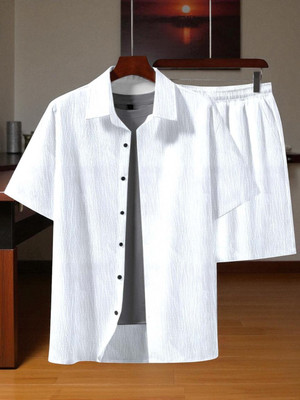 gurukrupa creation Men Self Design White Night Suit Set