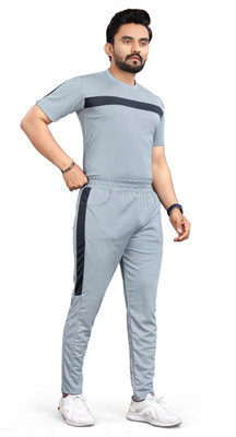 sarvatit Men Solid Grey Night Suit Set