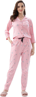 AV2 Women Printed Orange Top & Pyjama Set