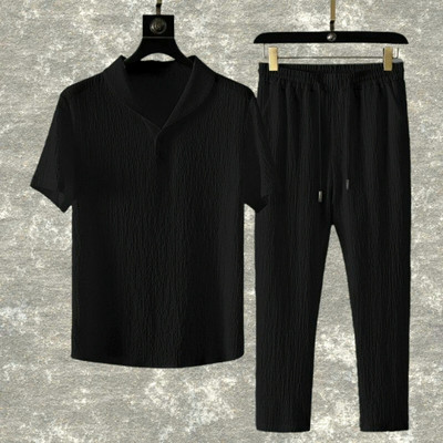 gurukrupa creation Men Self Design Black Night Suit Set