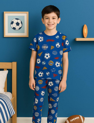 Bubble Berry Baby Boys Printed Blue Top & Pyjama Set