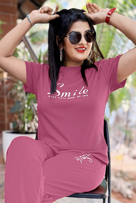 Ever Shine Women Printed Pink Night Suit Set