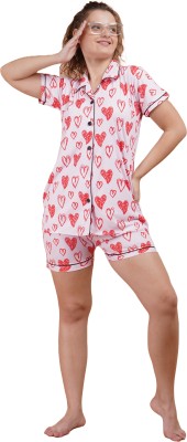 GuSo Shopee Women Printed Red Top & Shorts Set