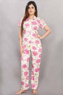 jagdish creation Women Printed Pink, White, Green Night Suit Set