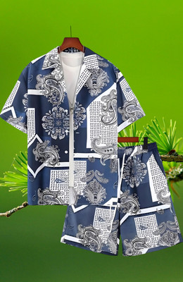 DHAMELIYA ENTERPRISE Men Printed Dark Blue Top & Shorts Set