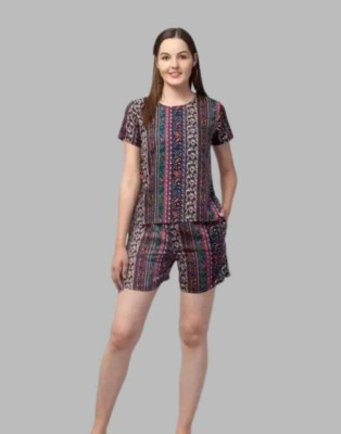 jeelraj creation Women Solid Brown Top & Shorts Set