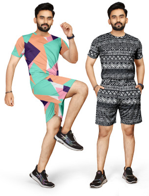 SANTENTERPRISE Men Printed Multicolor Night Suit Set