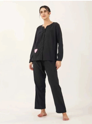 Kharwar Fashions Women Solid Black Night Suit Set