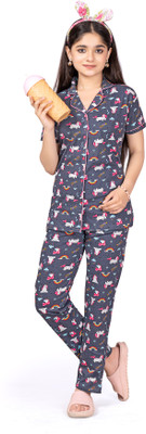 Bloem Girls Printed Multicolor Shirt & Pyjama set