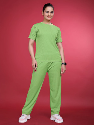 JK Creation Women Solid Light Green Top & Pyjama Set