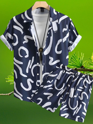 DHAMELIYA ENTERPRISE Men Printed Blue Top & Shorts Set