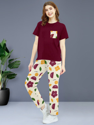 BelleBird Women Ombre/Dyed Multicolor Night Suit Set