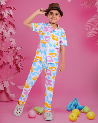 3BROS Boys Printed Multicolor Night Suit Set