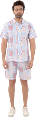 FOXPLAY Men Printed Multicolor Night Suit Set