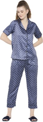 Smarty Pants Women Printed Blue Shirt & Pyjama set