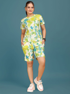 SAKARMAA Women Printed Multicolor Top & Shorts Set