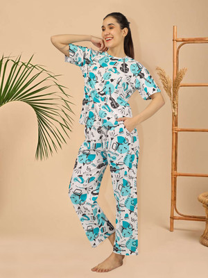 Kashikey creation Women Printed Multicolor Top & Pyjama Set