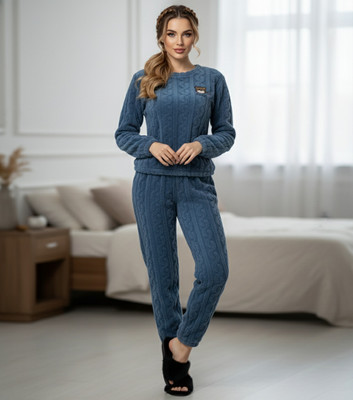 SKG Women Self Design Grey Night Suit Set